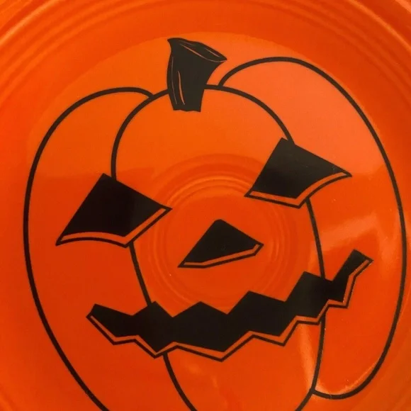 9" Spooky JOL Pumpkin  FIESTAWARE Orange Halloween Luncheon Plate Only - Picture 5 of 10